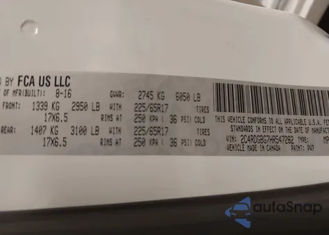 2017 Dodge Grand Caravan Se from USA, damaged, VIN 2C4RDGBG7HR547282